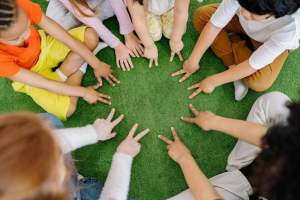 Children learning in international school classroom