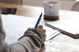 IB students studying in classroom